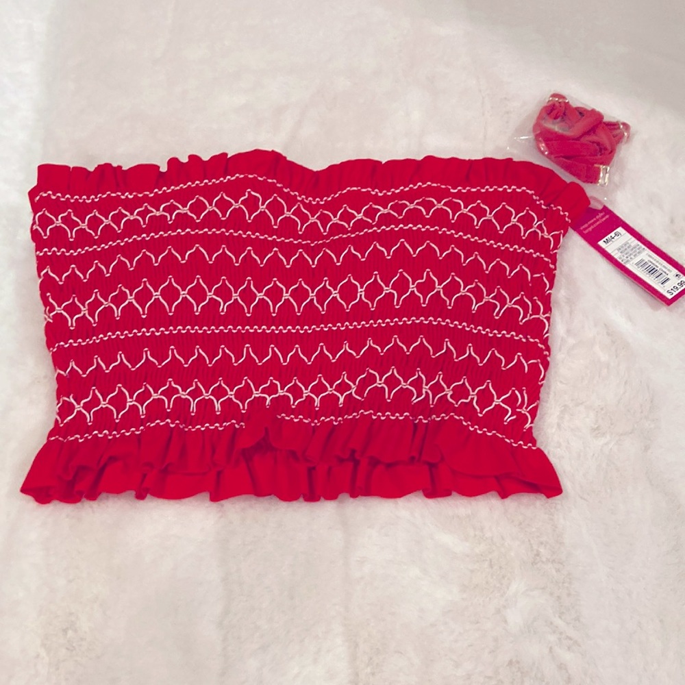 Xhilaration red bandeau swim top, Sz M